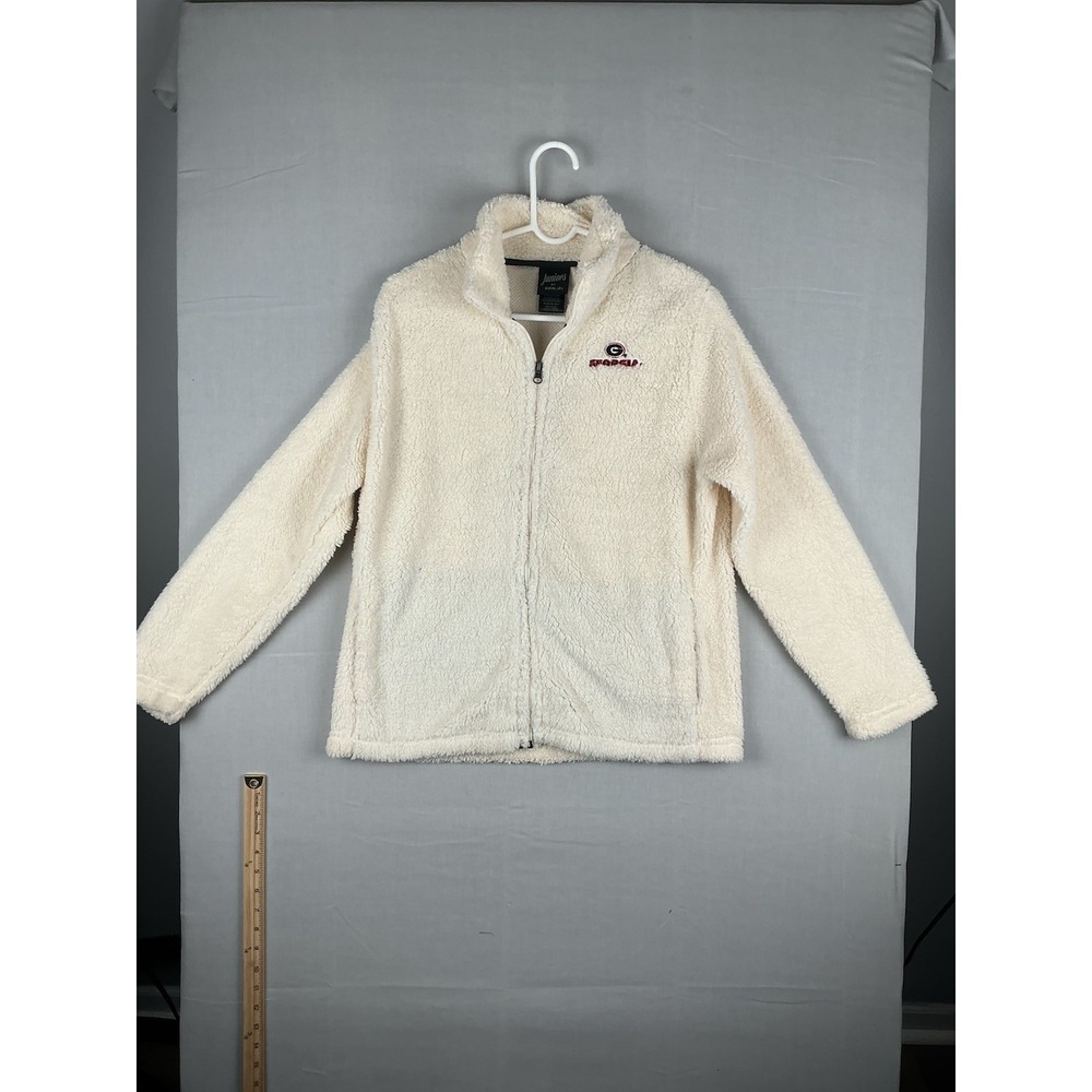 Georgia Bulldogs Sherpa Fleece Jacket Cream Juniors XL 15/17 Full Zip